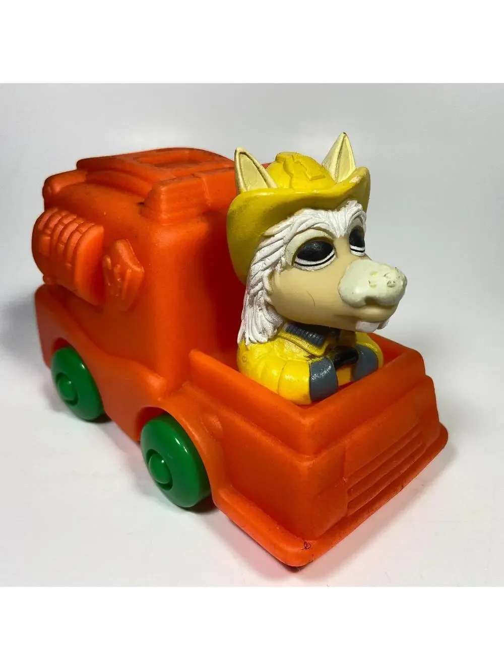 4.75” X 3.5” Vintage Shari Lewis Lamb Chop Rubber Charlie Horse Firetruck